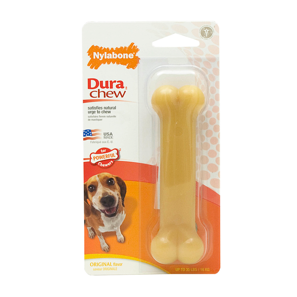 Afbeelding Nylabone Durachew Bone Wolf M - Hondenspeelgoed - Beige door Petsplace.nl