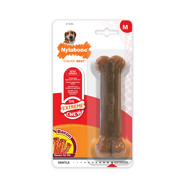 Afbeelding Nylabone Durable Bone Bacon Bacon - Hondenspeelgoed - Wolf door Petsplace.nl