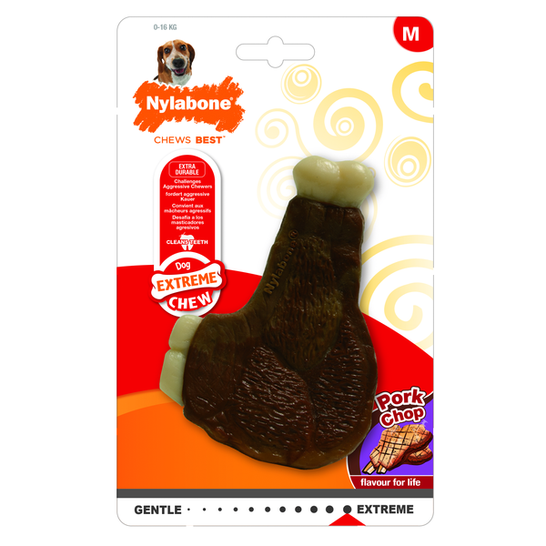 Afbeelding Nylabone Extreme Chew Karbonade - Hondenspeelgoed - Varken 21.4x13.3x2 cm 167 g Medium door Petsplace.nl