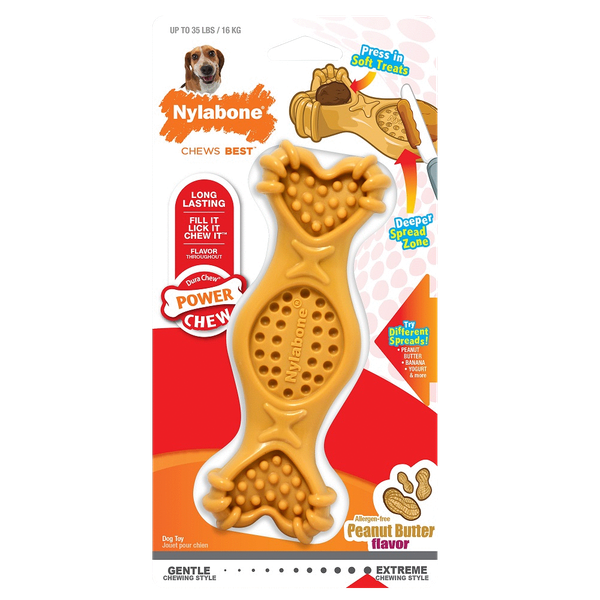 Afbeelding Nylabone Extreme Chew Fill It Treat Toy Pindakaas - Hondenspeelgoed - Pindakaas 15x45x3 cm Geel M door Petsplace.nl