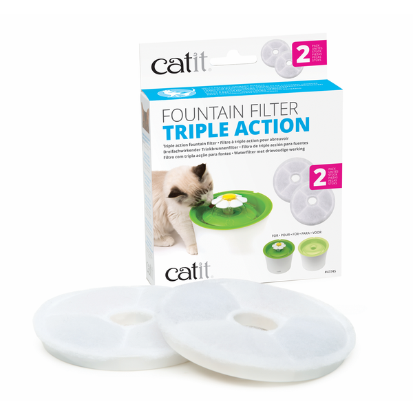 Catit Filters Triple Action 2 Pack - Kattendrinkbak - 4x14.5x17.5 cm Wit