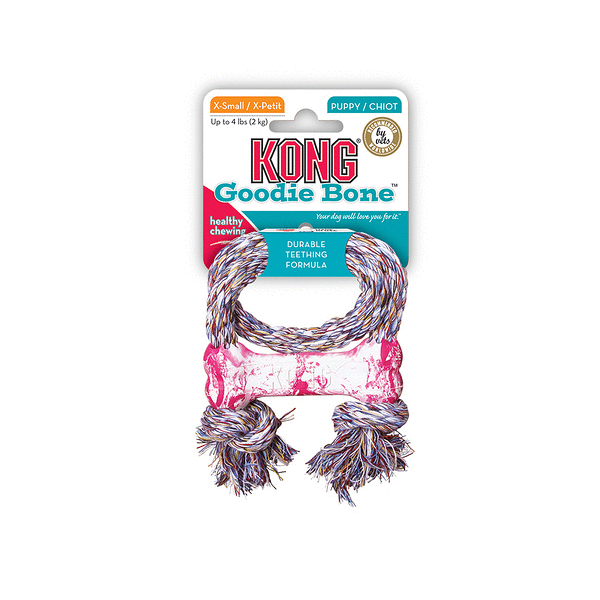 Afbeelding Kong Goodie Bone Met Touw Puppy - Hondenspeelgoed - 8 cm Assorti Xsmall door Petsplace.nl