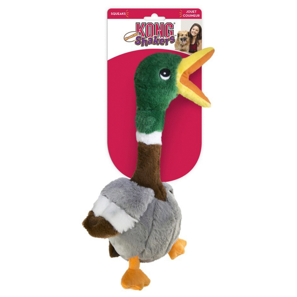 Kong Shakers Honkers Duck - Hondenspeelgoed - Grijs Bruin Groen Large