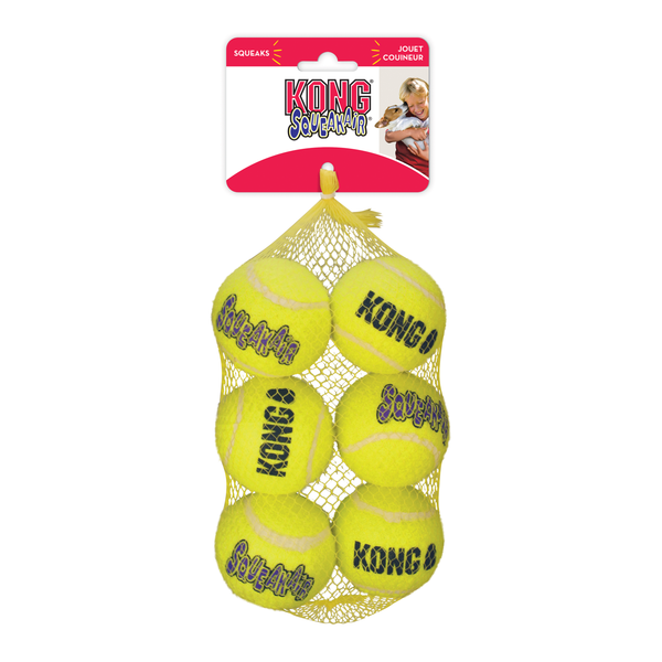 Afbeelding Kong Air Squeaker Ball - Hondenspeelgoed - 6 cm Geel 6 stuks Medium door Petsplace.nl