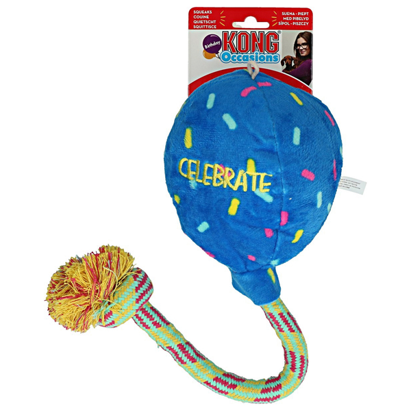 Afbeelding KONG Occasions Birthday Balloon - Blauw - Large - Celebrate door Petsplace.nl