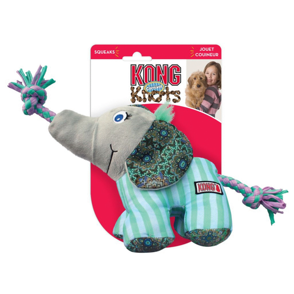 Kong Knots Carnival Elephant - Hondenspeelgoed - Roze Groen Small-Medium