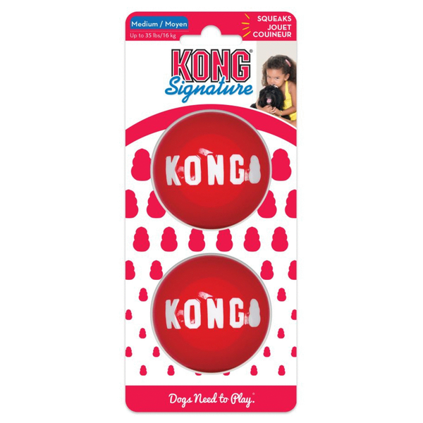 Afbeelding Kong Signature Balls 2-Pak Rood - Hondenspeelgoed - Medium door Petsplace.nl
