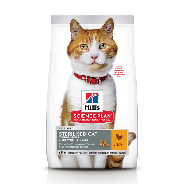 Afbeelding Hill's Feline Sterilised Cat Young Adult Kip - Kattenvoer - 7 kg door Petsplace.nl