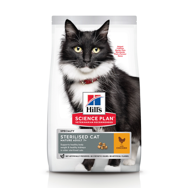 Afbeelding Hill's Science Plan - Feline Mature Adult - Sterilised - Chicken - 3 kg door Petsplace.nl