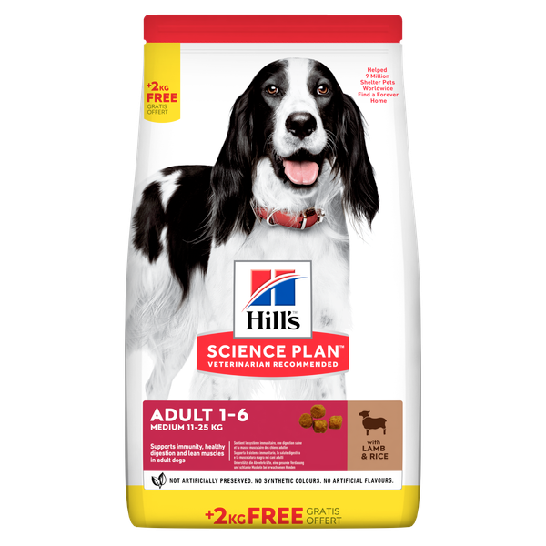 Afbeelding Hill's Canine Adult Medium Lam&Rijst - Hondenvoer - 12+2 kg Hondenvoer door Petsplace.nl
