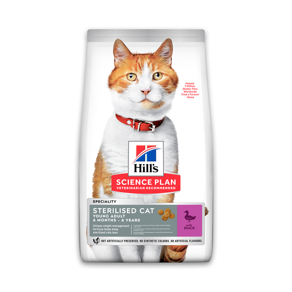 Hill's Feline Young Adult Sterilised Cat Eend - Kattenvoer - 3 kg