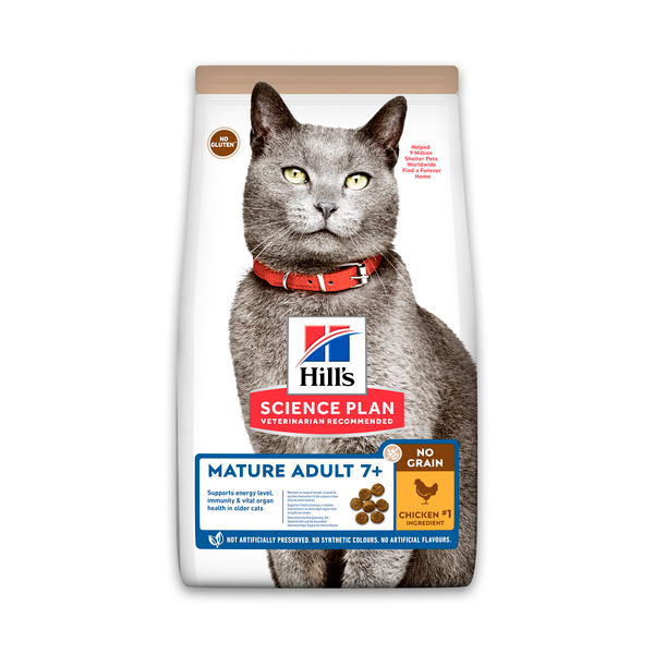 Afbeelding Hill's Mature Adult No Grain met kip kattenvoer 1,5 kg door Petsplace.nl