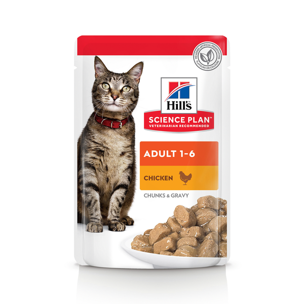 Afbeelding Hill's Optimal Care Pouch Adult Kip kattenvoer 12 zakjes door Petsplace.nl