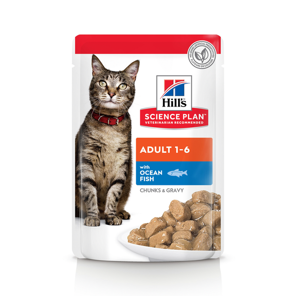 Hill's Optimal Care Pouch Adult Zeevis kattenvoer 12 zakjes