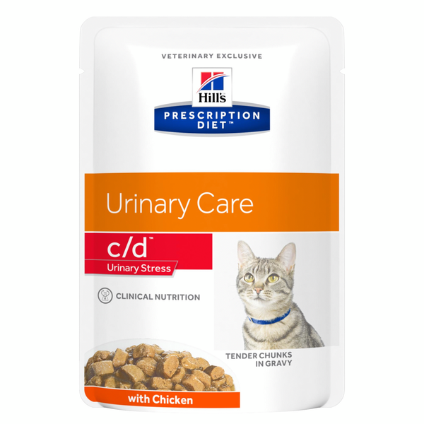 Hill's Feline c-d Urinary Stress maaltijdzakjes kip 12 x 85 gr.