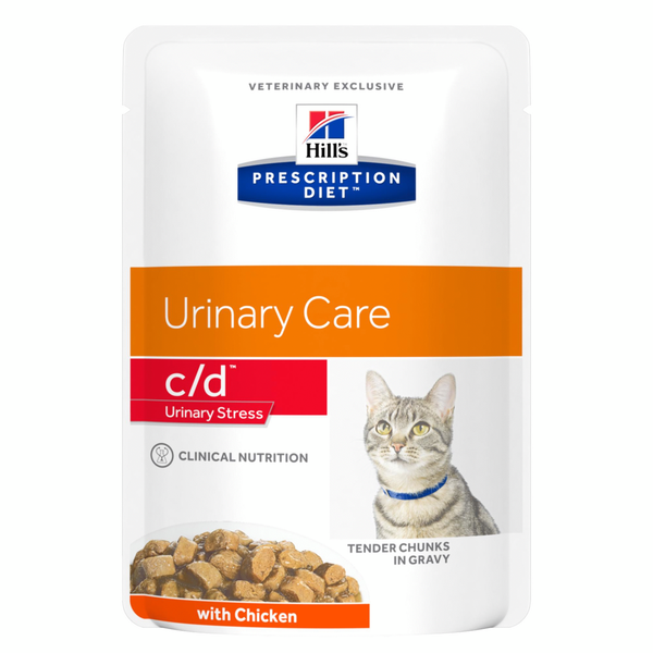 Afbeelding Hill's Prescription Diet C/D Urinary Stress Pouch 85 gram kattenvoer 12 zakjes door Petsplace.nl