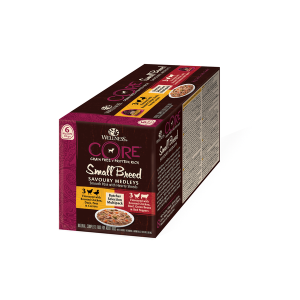 Afbeelding Wellness Core Small Breed Savoury Butcher Multi-Pack - Hondenvoer - Mix 6x85 g door Petsplace.nl