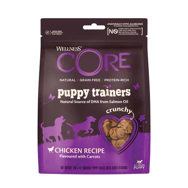 Wellness Core Protein Bites Puppy Trainers - Hondensnacks - Kip Wortel Zalmolie 170 g Voor Puppies Van Alle Rassen