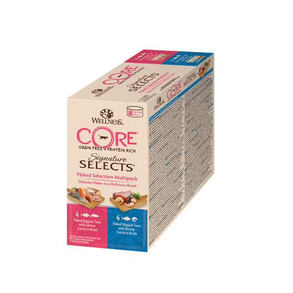 Afbeelding Wellness Core Signature Selects Flaked Multi-Pack - Kattenvoer - Mix 8x79 g door Petsplace.nl