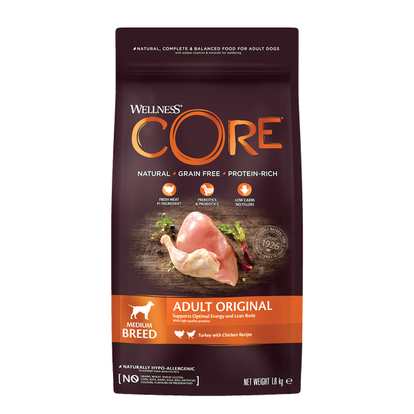 Afbeelding Wellness Core Grain Free Dog Original Kalkoen&Kip - Hondenvoer - 1.8 kg door Petsplace.nl