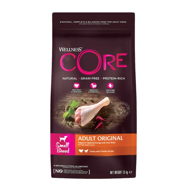 Wellness Core Grain Free Dog Small Breed 1.5 kg - Hondenvoer - Kalkoen