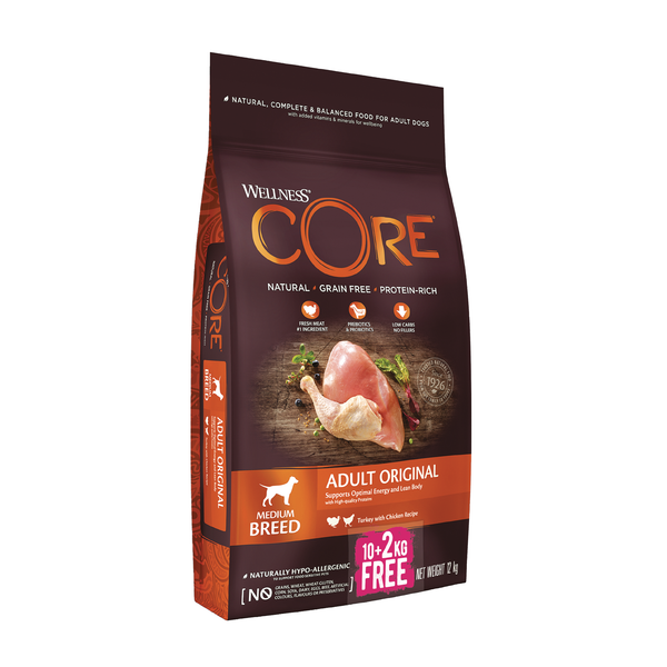 Afbeelding Wellness Core Grain Free Dog Original Kalkoen - Hondenvoer - 10+2 kg Bonusbag door Petsplace.nl