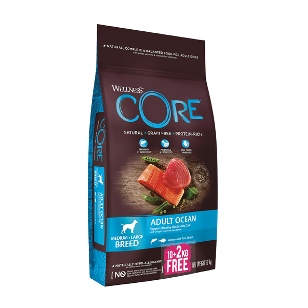 Wellness Core Grain Free Dog Ocean Zalm&Tonijn - Hondenvoer - 10+2 kg Bonusbag