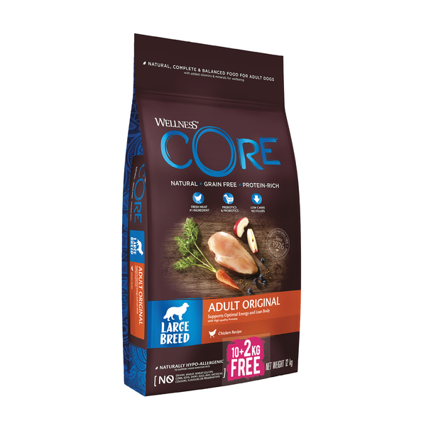 Wellness Core Grain Free Dog Large Breed Adult Kip - Hondenvoer - 10+2 kg Bonusbag