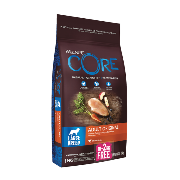 Afbeelding Wellness Core Grain Free Dog Large Breed Adult Kip - Hondenvoer - 10+2 kg Bonusbag door Petsplace.nl