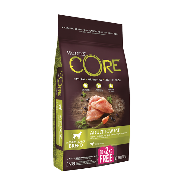 Wellness Core Grain Free Dog Healty Weight Kalkoen - Hondenvoer - 10+2 kg Bonusbag