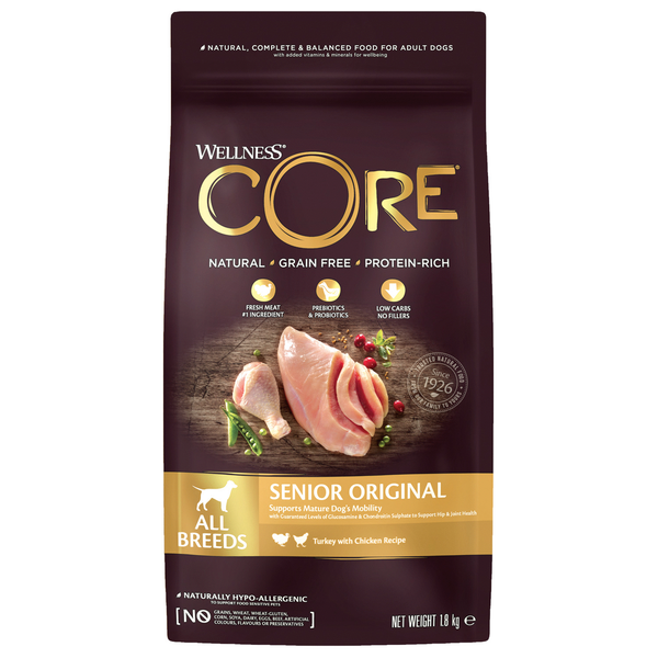 Afbeelding Wellness Core Grain Free Dog Senior Original Kalkoen&Kip - Hondenvoer - 10 kg door Petsplace.nl