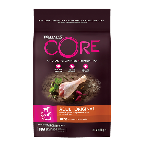 Afbeelding Wellness Core Grain Free Dog Small Breed Adult Original - Hondenvoer - Kalkoen Kip 5 kg door Petsplace.nl