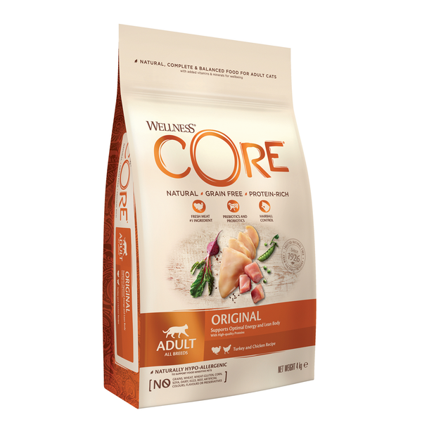 Afbeelding Wellness Core Grain Free Cat Original Kalkoen&Kip - Kattenvoer - 4 kg Voor De Volwassen Kat door Petsplace.nl