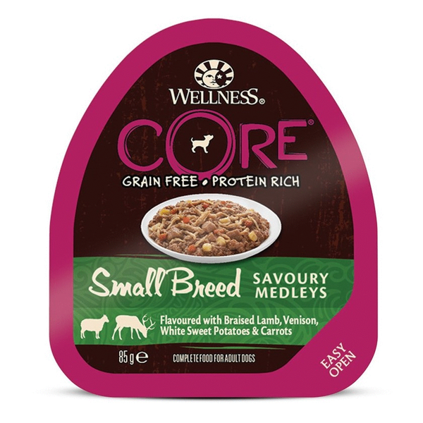 Afbeelding Wellness Core Small Breed Savoury Medleys 85 g - Hondenvoer - Lam&Hert door Petsplace.nl