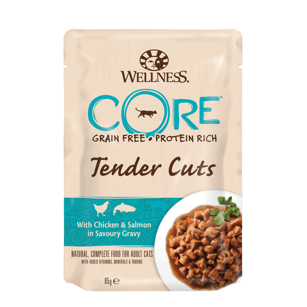 Afbeelding Wellness Core Tender Cuts 85 g - Kattenvoer - Kip&Zalm door Petsplace.nl