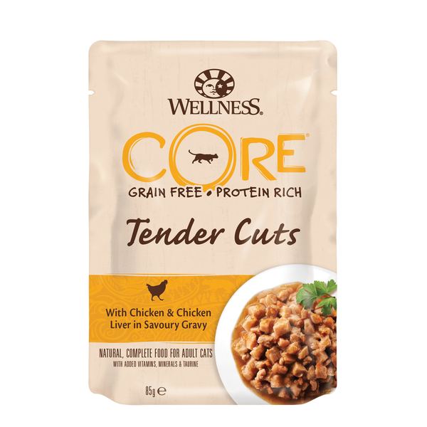 Wellness Core Tender Cuts 85 g - Kattenvoer - Kip&Kippenlever