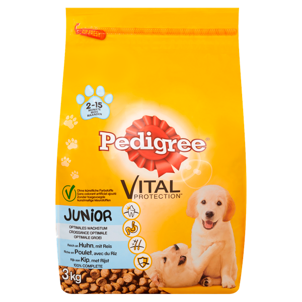 Afbeelding Pedigree Junior Menu Kip&Rijst - Hondenvoer - 3 kg door Petsplace.nl