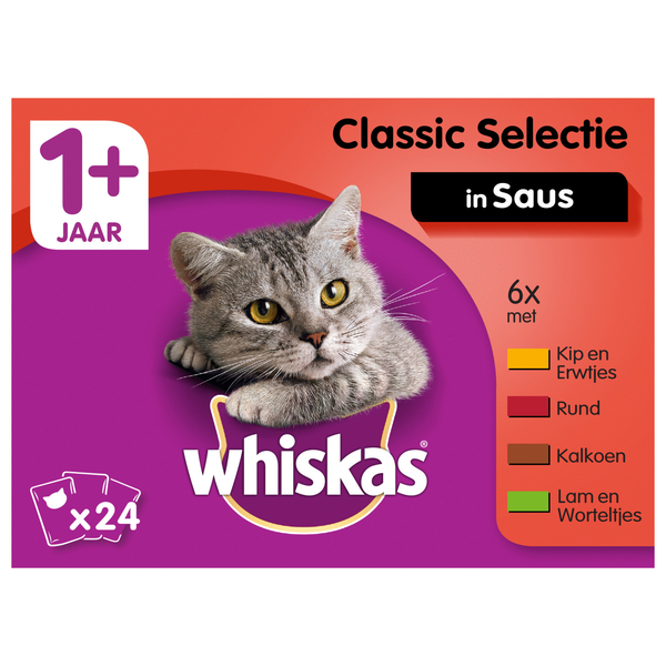 Whiskas 1+ Classic Selectie Groenten pouches multipack 24 x 100g Per verpakking