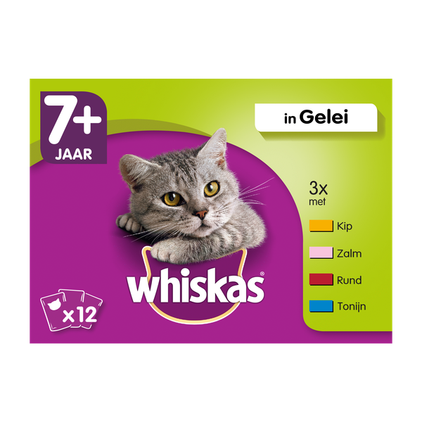 Whiskas 7+ Mix in gelei pouches multipack 12 x 100g Per verpakking