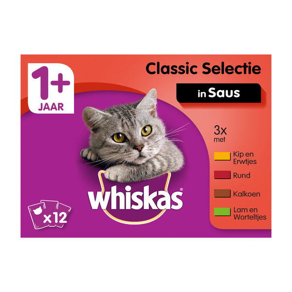 Afbeelding Whiskas Pouch Vleesselectie in saus 1 doosje door Petsplace.nl