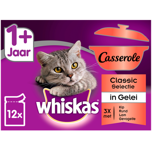 Whiskas Pouch 1+ Casserole Classic Selectie in Gelei 1 doosje