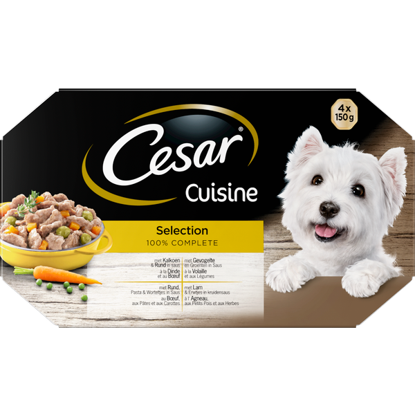 Afbeelding Cesar Alu Multipack Cuisine - Hondenvoer - Mix 4x150 g door Petsplace.nl