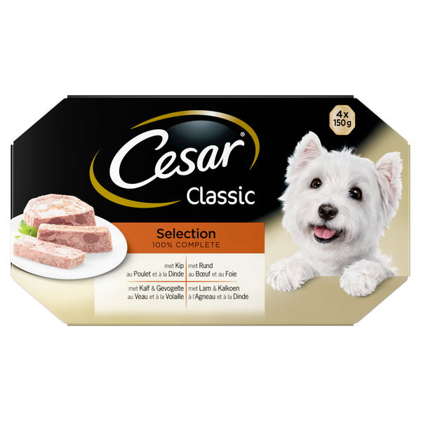 Afbeelding Cesar Alu Multipack Classic Selection In Gelei - Hondenvoer - 4x150 g door Petsplace.nl