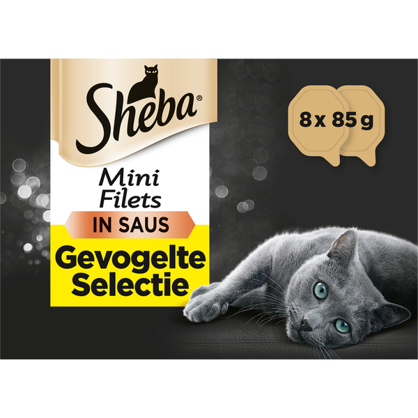 Afbeelding Sheba Mini Filets in Saus Gevogelte Selectie 8 x 85 gr 1 doosje (8 kuipjes) door Petsplace.nl