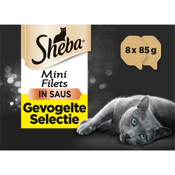 Sheba Mini Filets in Saus Gevogelte Selectie 8 x 85 gr 1 doosje (8 kuipjes)