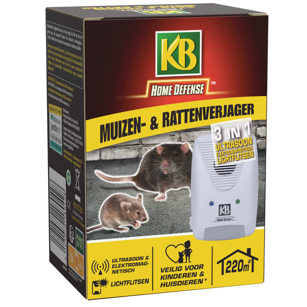 Kb Muis- En Ratverjager Ultrasoon. Elektromag. En Flits - Ongediertebestrijding - 220 m2