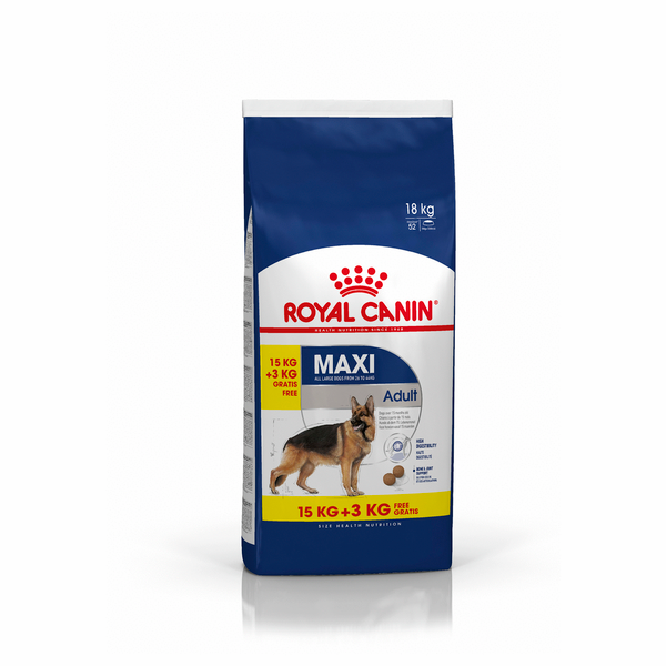 Afbeelding Royal Canin Maxi adult hondenvoer 15 + 3 kg gratis door Petsplace.nl