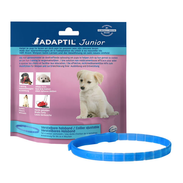 Adaptil Junior Halsband Anti stressmiddel 37 cm Lichtblauw Transparant per stuk < 6mnd