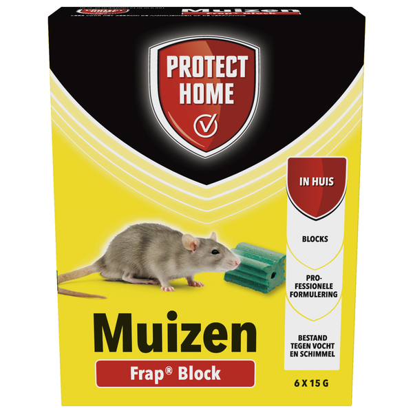 Afbeelding Protect Home Frap Hard Block Tegen Muizen - Ongediertebestrijding - 6x15 g door Petsplace.nl