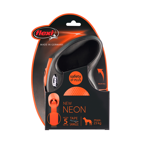 Afbeelding Flexi New Neon Special Edition 5m - Hondenriem - Zwart Oranje door Petsplace.nl